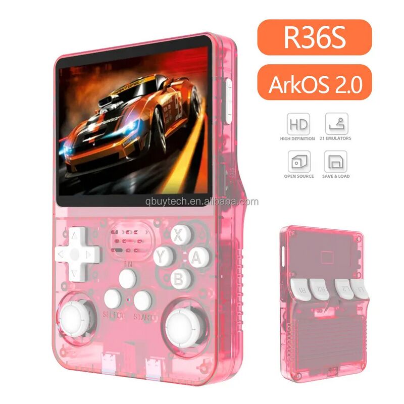 Transparent Pink R36S Retro Handheld Console